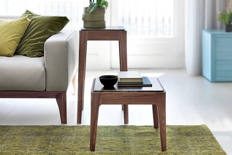 Ziggy 1 and 2 end tables with marble top by Porada